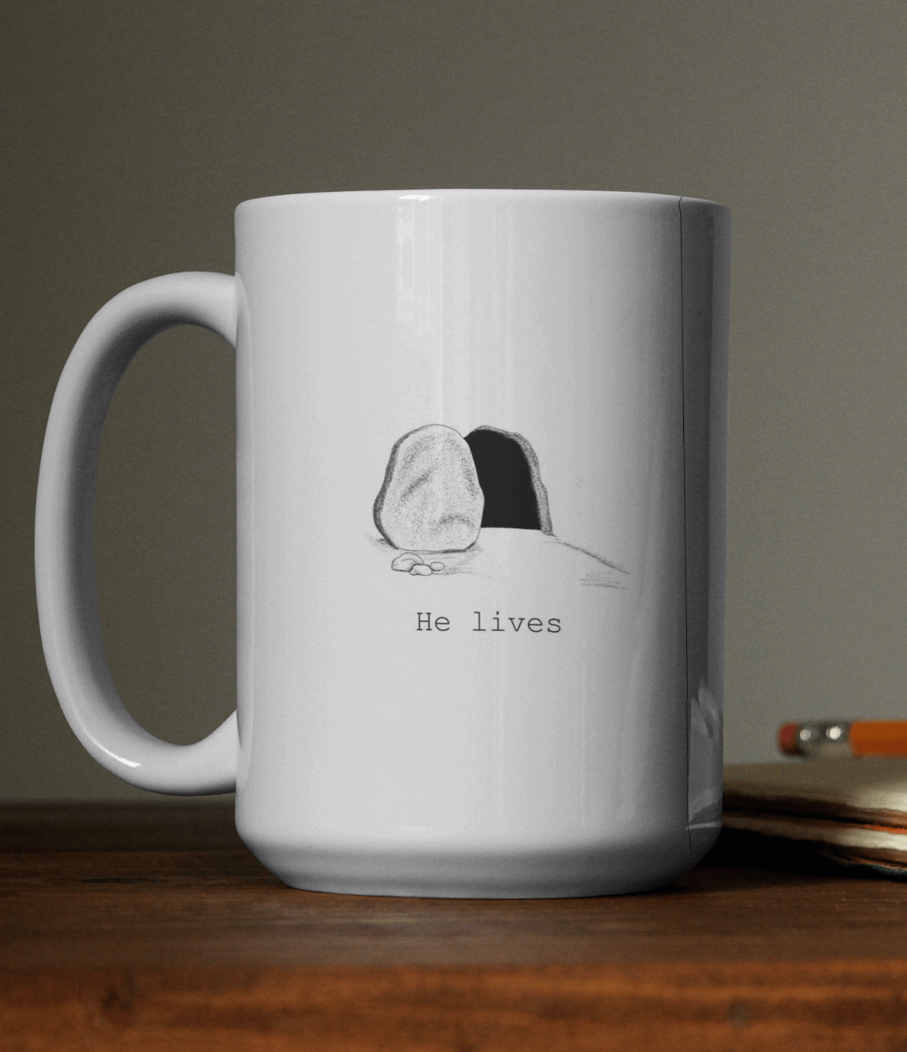 He Lives Mug